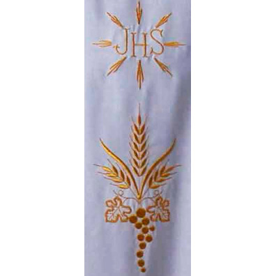 Chasuble in polyester and wool with white gold JHS