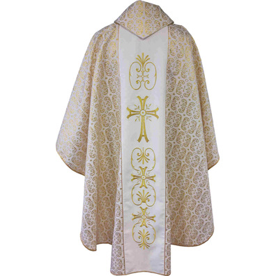 Beige Good Shepherd brocade chasuble