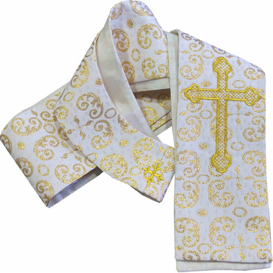 Beige Good Shepherd brocade chasuble