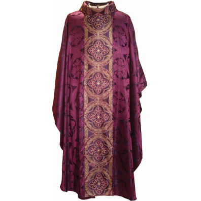Silk and lurex chasuble with stole