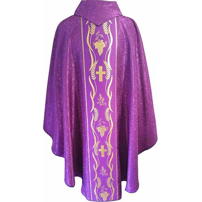 Damask chasuble with purple golden central braid