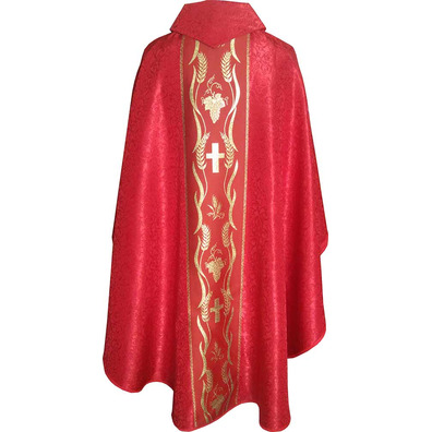 Damask chasuble with red golden central braid