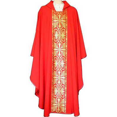 Chasuble in polyester with central stolon with golden details