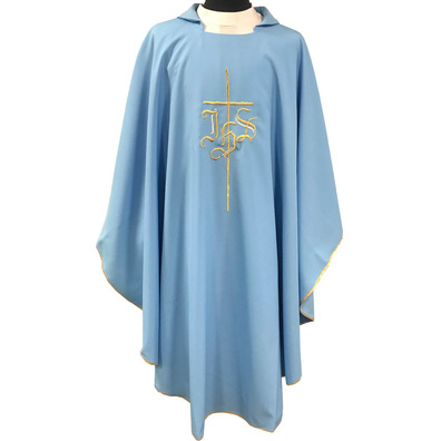 Chasuble with plain stole blue