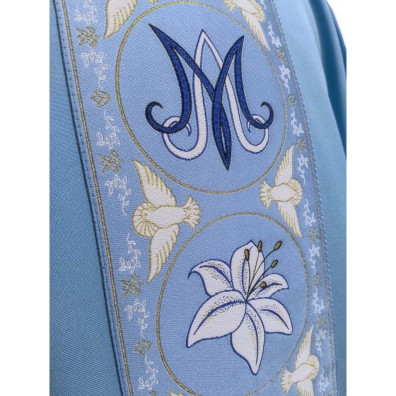 Blue Marian chasuble with stole | Marian monogram orphrey