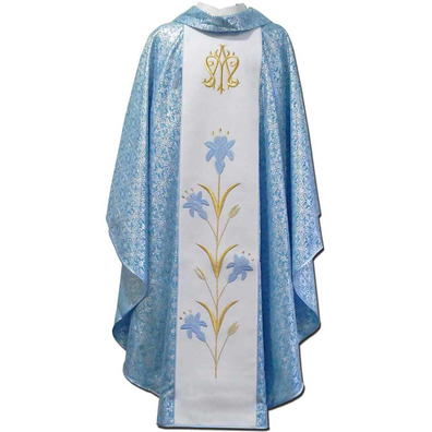 Marian chasuble with central embroidered stolon