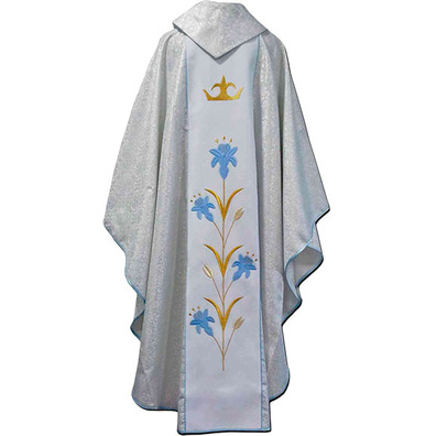 Marian chasuble with white embroidered central stolon