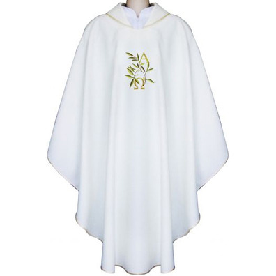 Polyester chasuble with embroidered Alpha and Omega