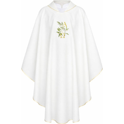 Polyester chasuble with white Alpha and Omega embroidery