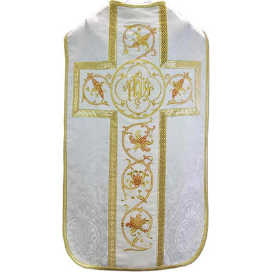 Roman chasuble in beige damask fabric