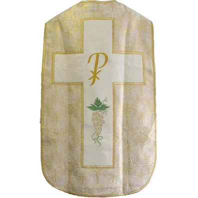 Roman chasuble in beige and golden color brocade