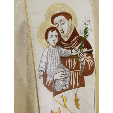 Damask chasuble with Saint Anthony embroidery