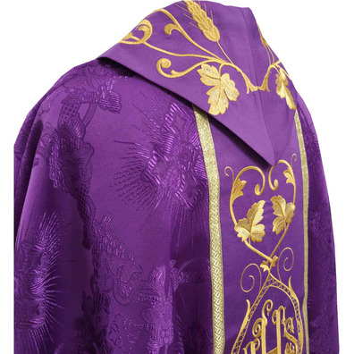 Catholic chasuble for sale | Embroidered collar purple