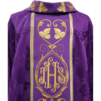 Catholic chasuble for sale | Embroidered collar purple