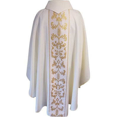 Chasuble with stolon with beige gold decoration