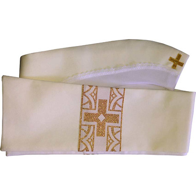 Chasuble with stolon with beige gold decoration