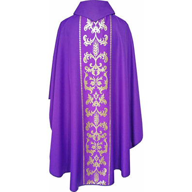 Chasuble with stolon with purple gold decoration