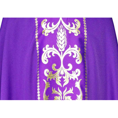 Chasuble with stolon with purple gold decoration