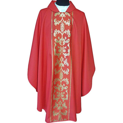 Chasuble with stolon with golden decoration red