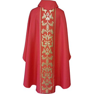 Chasuble with stolon with golden decoration red