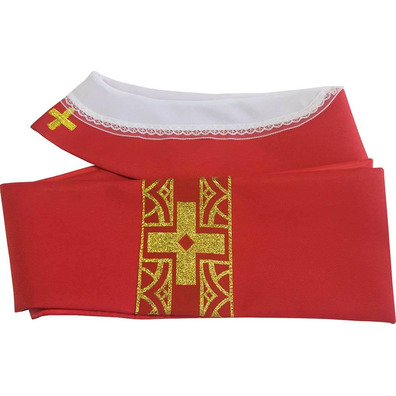 Chasuble with stolon with golden decoration red