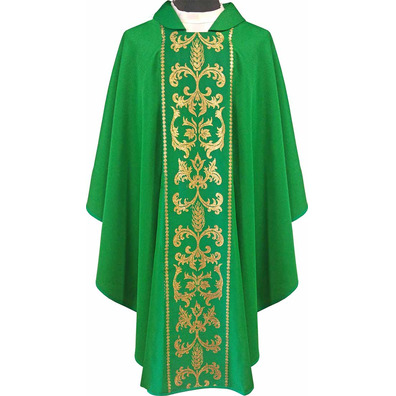 Chasuble with stolon with green gold decoration