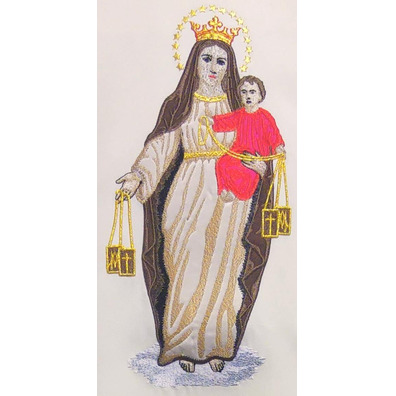 Embroidered Marian chasubles | Our Lady of Mt. Carmel feast beige