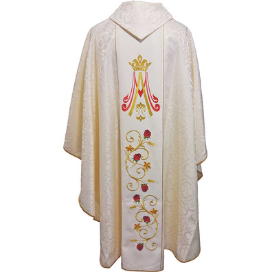 Embroidered Marian chasubles | Our Lady of Mt. Carmel feast beige