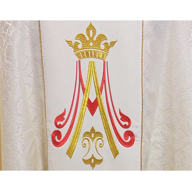 Embroidered Marian chasubles | Our Lady of Mt. Carmel feast beige