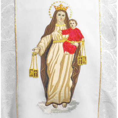 Embroidered Marian chasubles | Our Lady of Mt. Carmel feast white