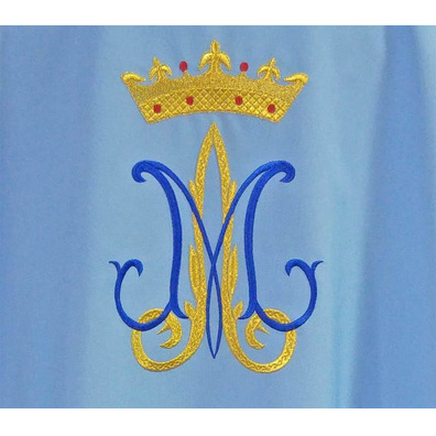 Marian chasuble with embroidered insignia and crown