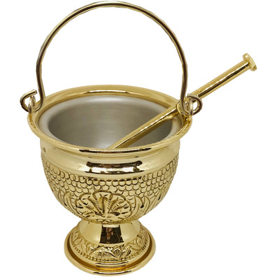 Holy Water Vessels with Hyssop golden color