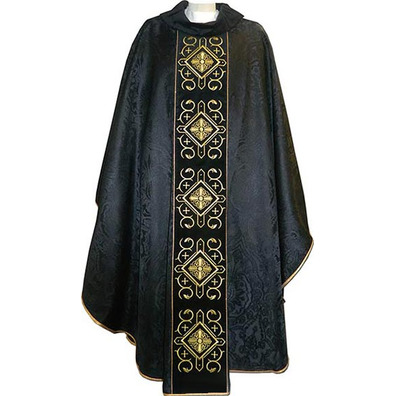 Chasuble with collar and stolon in black velvet