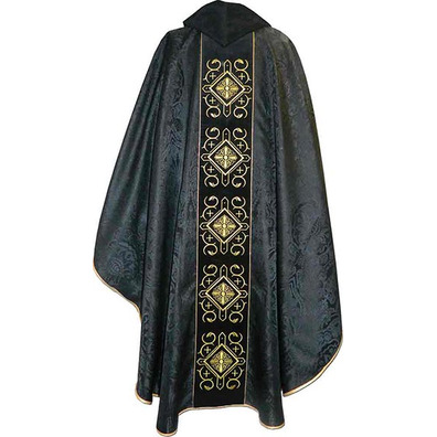 Chasuble with collar and stolon in black velvet