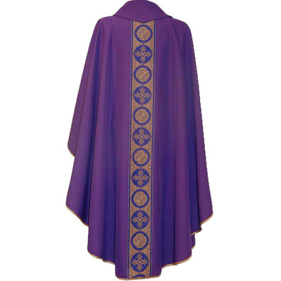 Chasuble in polyester with central stolon purple