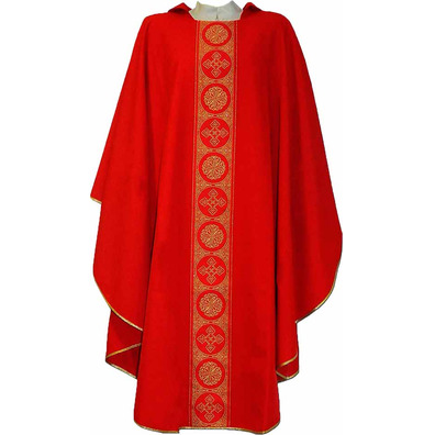 Chasuble in polyester with central stolon red
