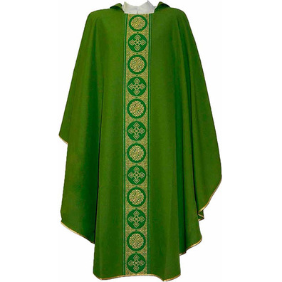 Chasuble in polyester with central stolon green