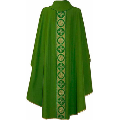 Chasuble in polyester with central stolon green