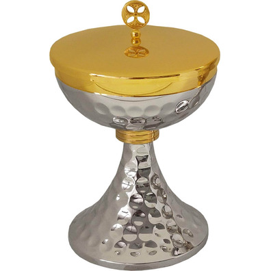 Sacred ciborium silver and gold plated