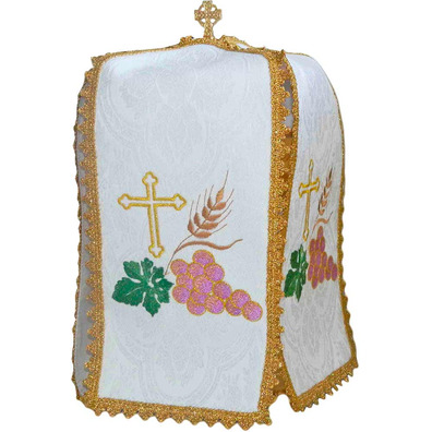 Ciborium cover embroidered with liturgical elements