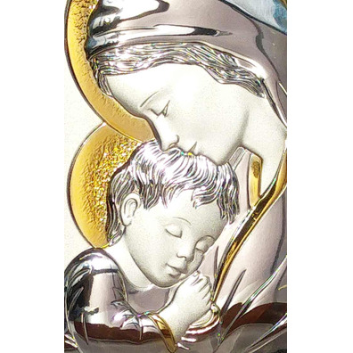 Silver icon 13 cm. - Virgin Mary with Child