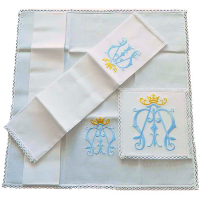 Altar cloth set | Marian symbol embroidery