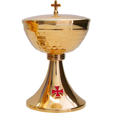 Ciborium with gold bath and enamelled red cross