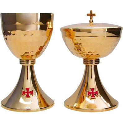 Ciborium with gold bath and enamelled red cross