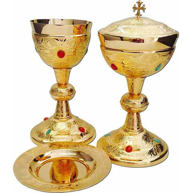 Ciborium with gold bath and embedded stones