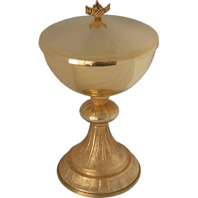 Religious ciborium in golden metal