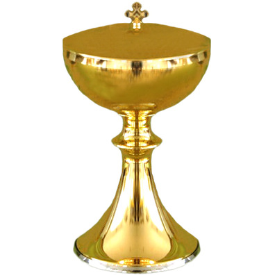 Metal ciborium with golden Italian bath