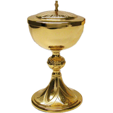 Metal ciborium with lid with Cross