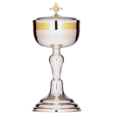 Smooth silver ciborium with overflowing cup