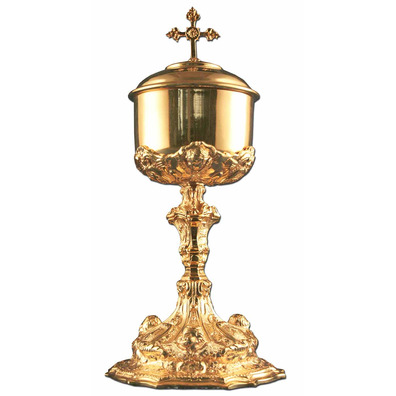 Rococo ciborium in gold-plated bronze